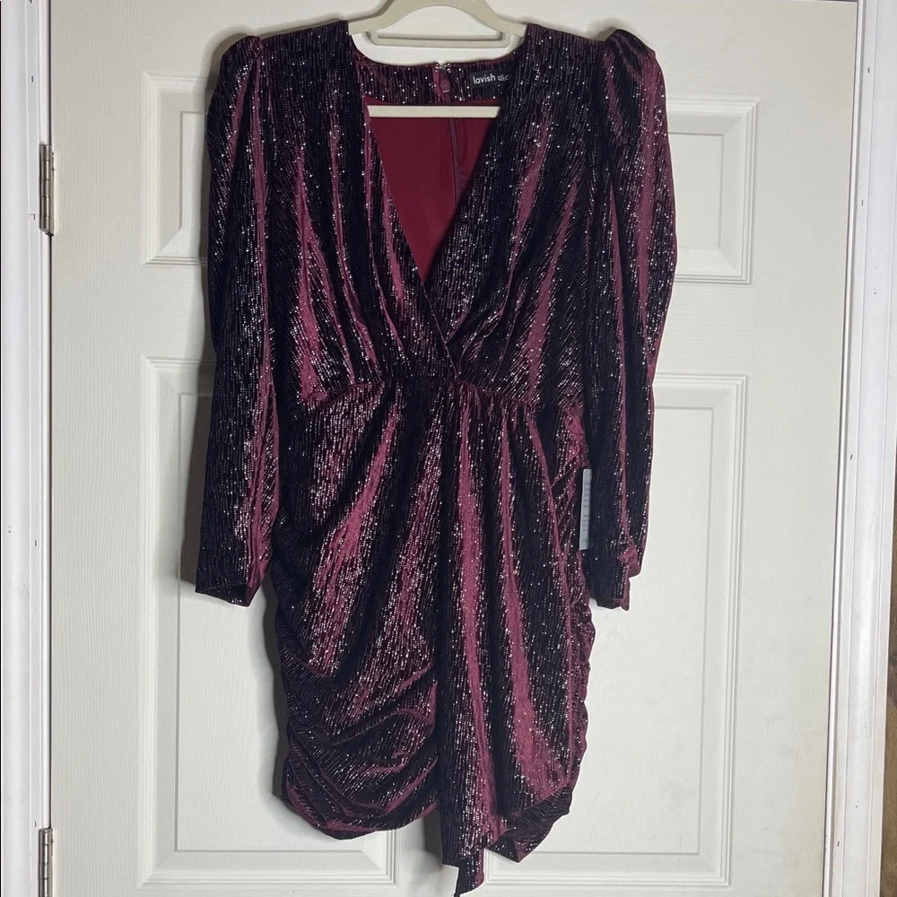 lavish alice burgundy dress Lavish Alice Burgundy Satin Wrap Mini Dress